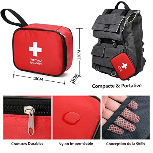 Trousse de premiers secours compacte avec sac à dos.