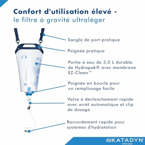 Système de filtration d'eau à gravité Katadyn