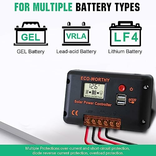 Contrôleur de puissance solaire pour différents types de batteries.